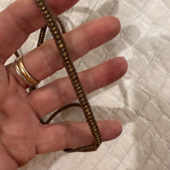 Chan Luu Gold Button Sterling Solver Leather Wrap Bracelet - Picture 2 of 5